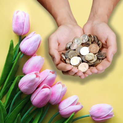 Tulipanes con monedas